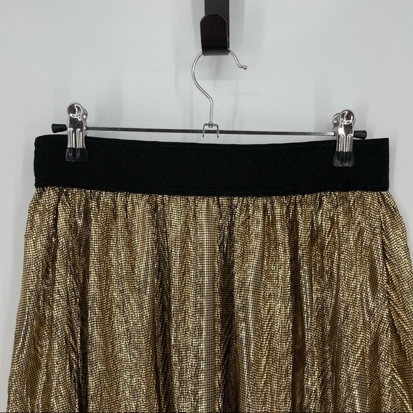 Lularoe Pleated Metallic Gold‎ midi Skirt XS - Picture 3 of 7
